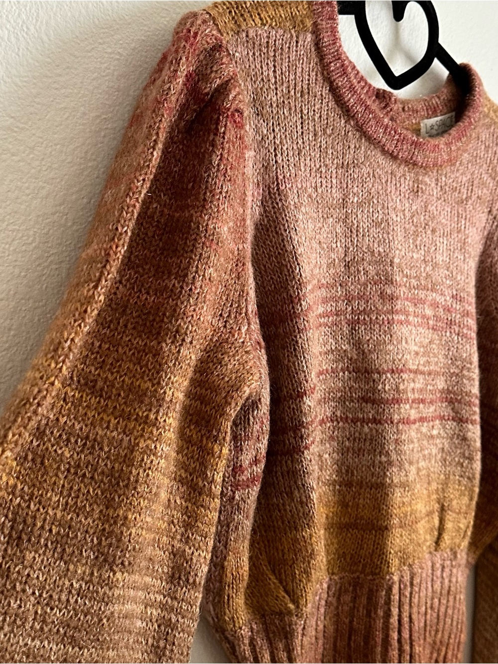 L*SPACE Rust Orange Red Balloon Sleeve Cropped Juniper Sweater Size S - Picture 5 of 12